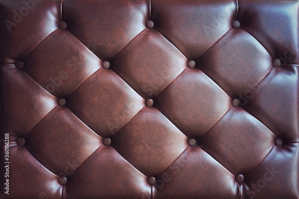 Fototapeta elegant brown leather sofa bed texture with buttons for pattern and background