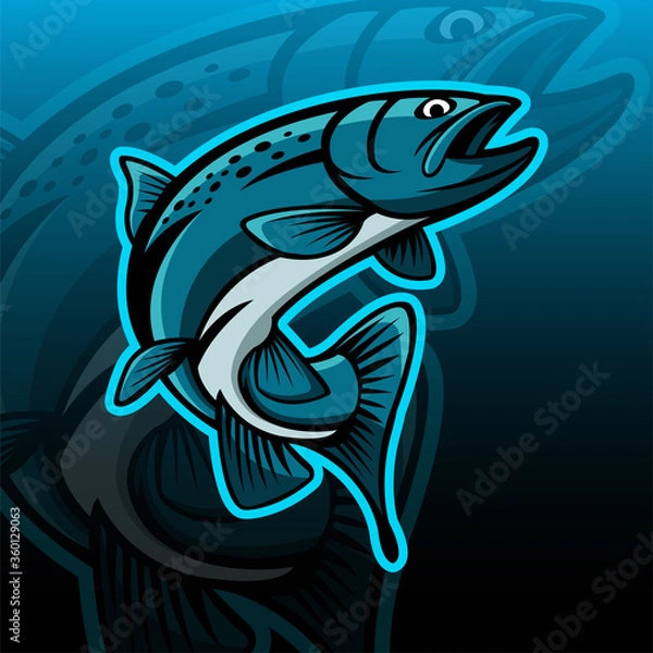 Fototapeta trout fish mascot logo vector design template