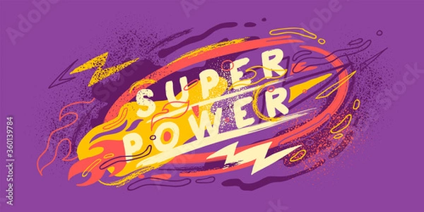 Fototapeta Youthful abstract background in hand drawn style with typography and various graphic elements. Vector illustration.