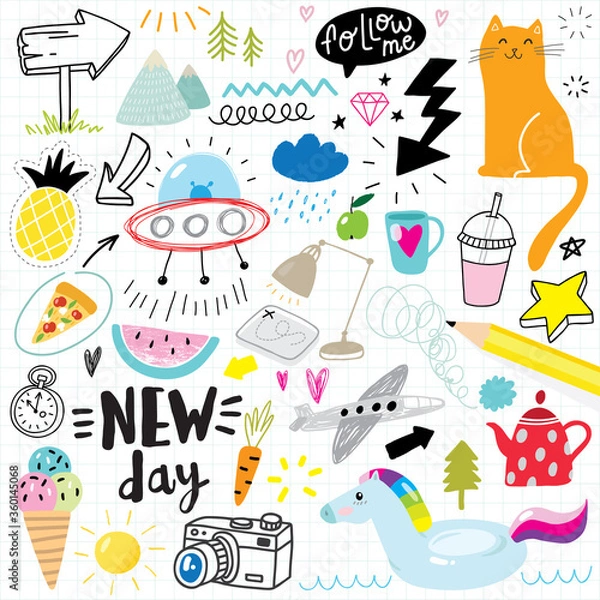 Obraz icon set of funny doodles