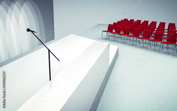 Obraz 3d Illustration of Conference hall with chairs