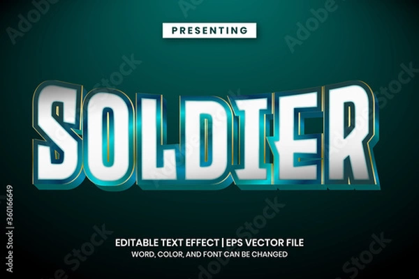 Fototapeta Metallic white teal shiny text effect