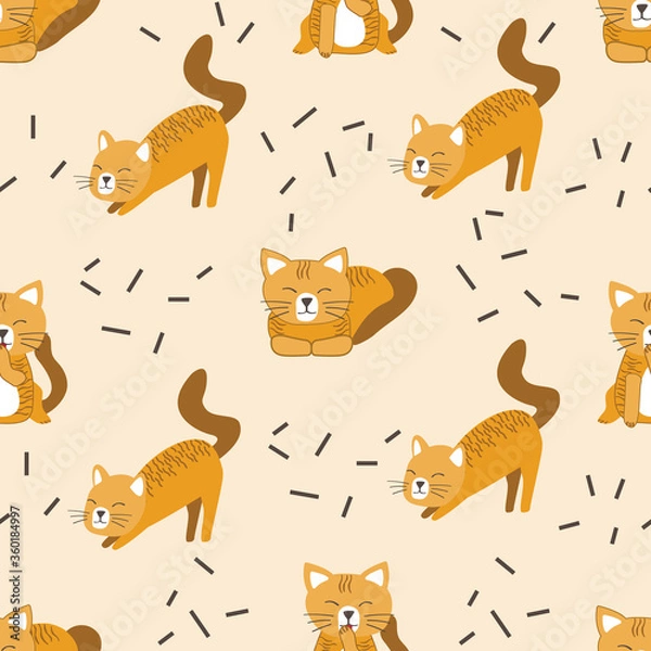 Obraz Cute yellow cat seamless pattern