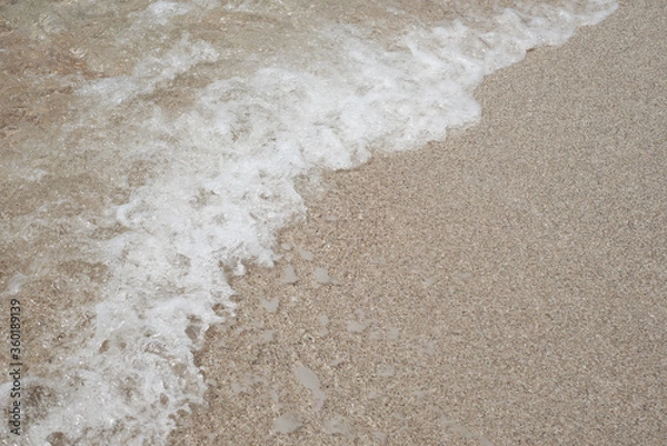 Fototapeta  Background. The texture of light sand and sea foam. Beach. Copy space for text.