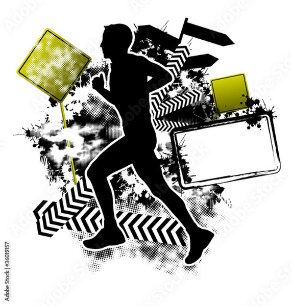 Fototapeta Running grunge template vector