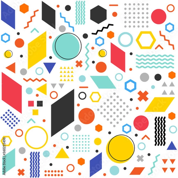 Obraz Seamless pattern abstract geometric background. Dynamic geometric shapes compositions, Flat and clean style, Applicable for any graphic works.