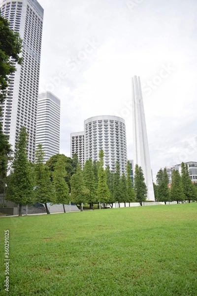 Fototapeta Buildings beside the green. 