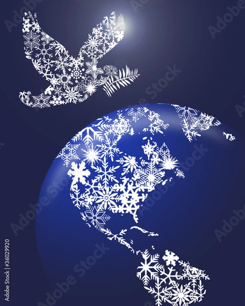 Fototapeta Christmas Peace Dove On Earth