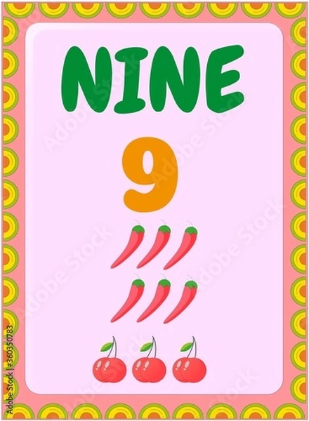 Obraz Preschool and toddler math with cherry and chili design