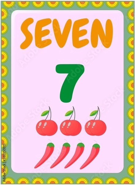 Fototapeta Preschool and toddler math with cherry and chili design