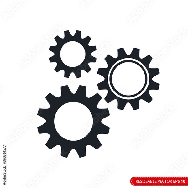 Obraz Gear Icon Vector Template, Flat Design Engineering Cogwheel. EPS 10.