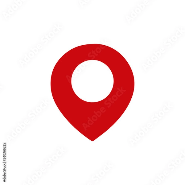 Fototapeta Pin Location Mark Sign Icon Vector Illustration. Red pin with solid style. EPS 10