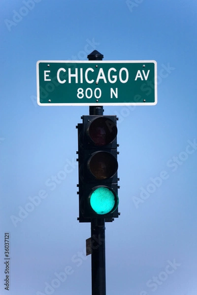 Fototapeta Traffic-light in chicago.