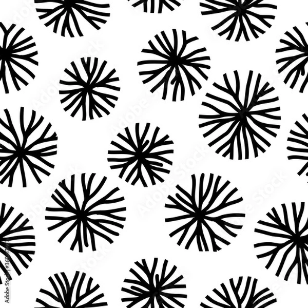 Fototapeta Seamless Black and White Coral Pattern. Abstract Background Design. simple shapes. minimalistic circles. for textile, fabrics, designs, prints