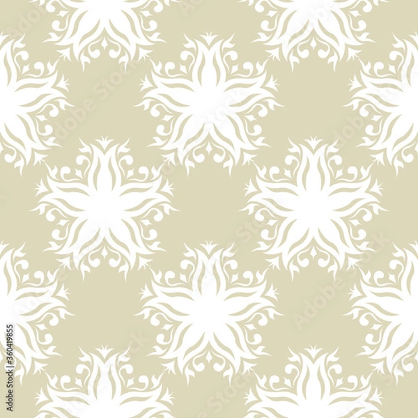 Obraz White floral seamless pattern on pale olive green background