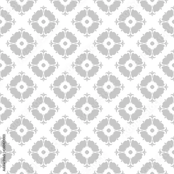 Fototapeta Gray floral seamless pattern on white background