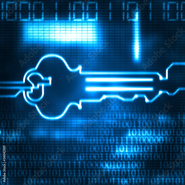 Obraz abstract key and binary code