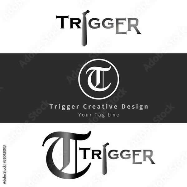 Fototapeta Trigger t logo vector illustration design