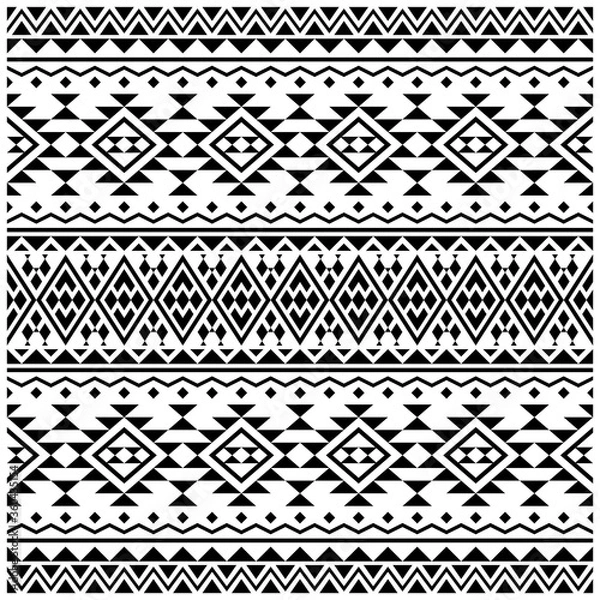 Fototapeta Native seamless pattern design vector in black white color