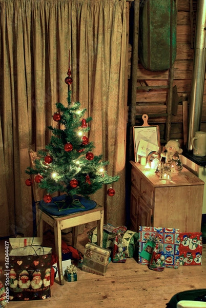 Fototapeta Weihnachtsbaum im Retro Style - retro style Christmas tree