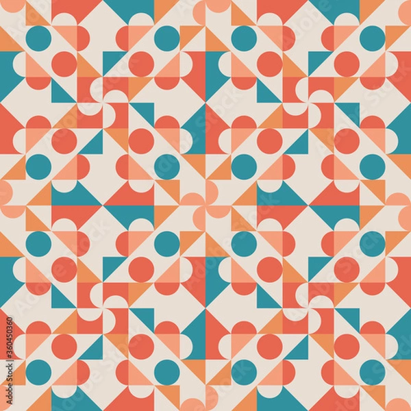Obraz Circle triangle geometric seamless pattern. Great for modern wallpaper, backgrounds, invitations, packaging design projects. Surface pattern design.