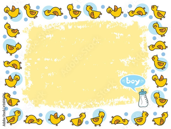 Fototapeta yellow duckies frame for BOY