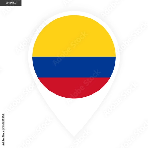 Obraz Colombia marker icon with shadow on white background. Colombia pin icon isolated on white background.
