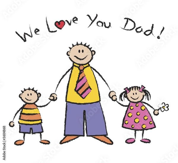 Fototapeta We Love You Dad light skin tone family 