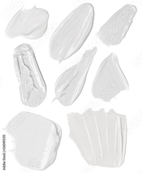 Obraz white swatches of face cream on white background