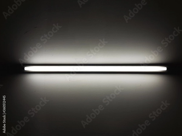 Obraz LED Fluorescent light tube on ceiling or wall.