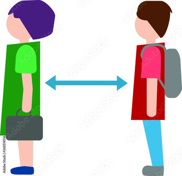 Obraz Infographic social distance white background