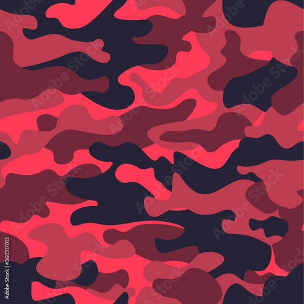 Fototapeta Seamless fashion elite tan red camo pattern vector.Classic clothing style masking camo repeat print. Red, white, brown black colors forest texture. Design element. Vector illustration