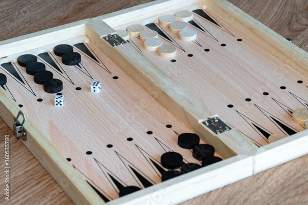 Fototapeta Backgammon Board Game. Wooden backgammon board