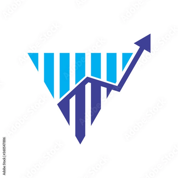 Obraz blue arrow graph