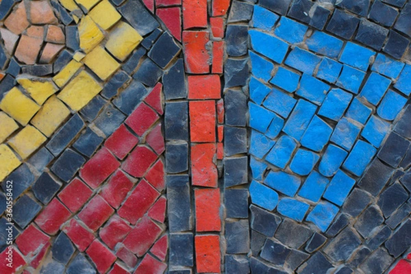 Fototapeta Fragment of old byzantine mosaic in Baku, Azerbaijan. Historical mosaic wall.