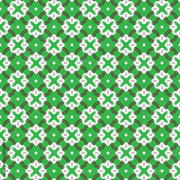 Obraz Vector seamless pattern texture background with geometric shapes, colored in green, brown, white colors.