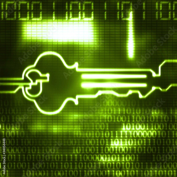 Obraz abstract key and binary code