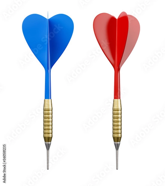 Fototapeta Red and Blue Dart Isolated on White Background