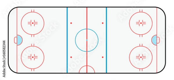Fototapeta ice hockey rink vector illustration top view