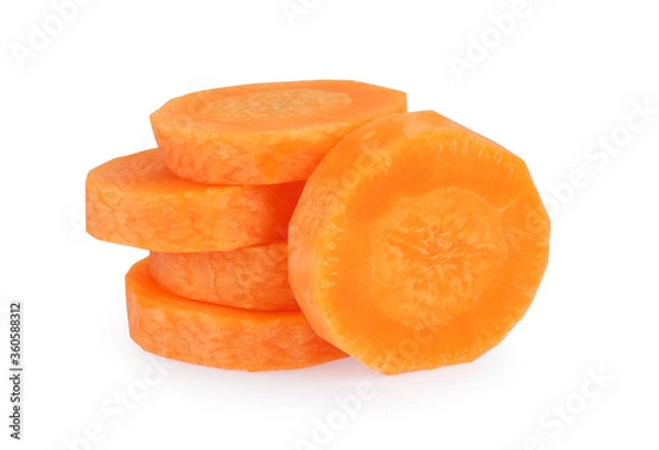 Obraz Carrot slices isolated on a white background.