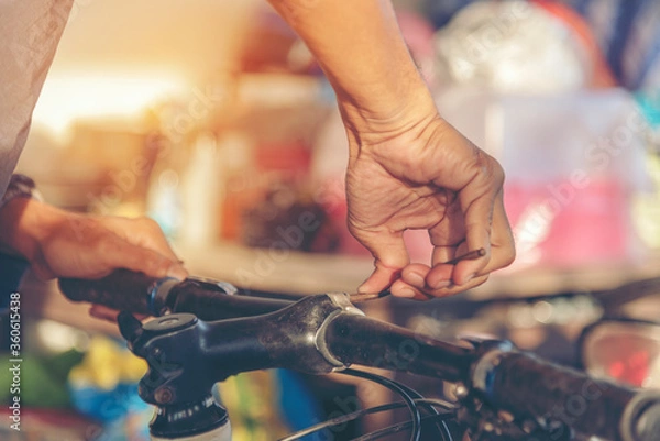 Fototapeta Mechanic Car Service in automobile garage auto car and vehicles service mechanical engineering. Automobile mechanic hands car repairs automotive technician workshop center. Services car engine machine