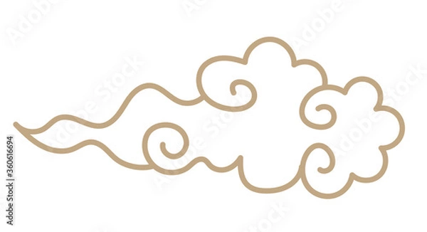 Obraz Oriental isolated pattern object round spiral curve cross cloud frame line