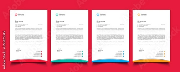 Fototapeta Creative professional corporate modern business style letterhead templates Simple design in minimalist style vector design illustration. color red green blue yellow 