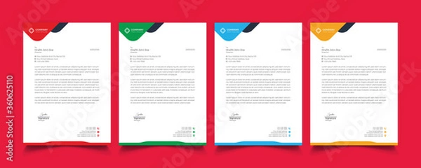 Fototapeta Creative professional corporate modern business style letterhead templates Simple design in minimalist style vector design illustration. color red green blue yellow 