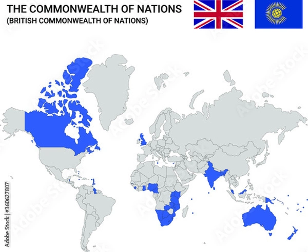 Fototapeta Map of the British commonwealth of nations countries