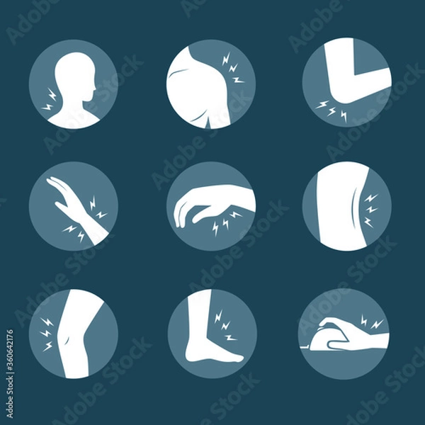 Obraz human body pain icon set