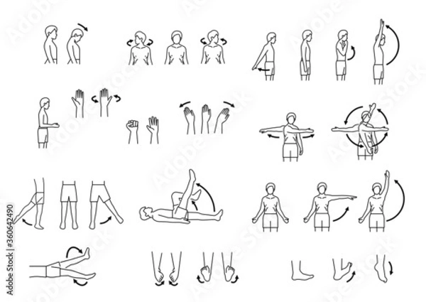 Fototapeta human body range of motion, body movement icon set
