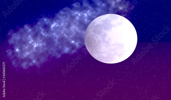 Fototapeta Moon with a distant distant constellation in deep space