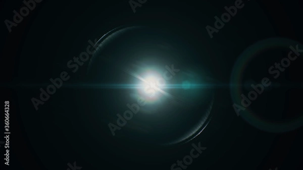 Fototapeta Anamorphic lens flare from a photo camera lens. Anamorphic background.