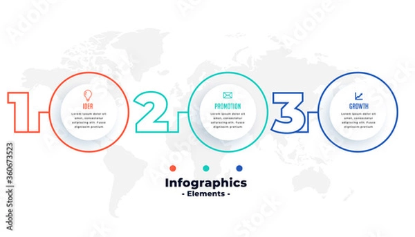 Fototapeta three steps infographic presentation circular template design
